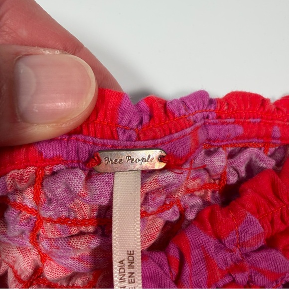 Free People Red and Purple Textured Crop Top Size S/P - Picture 3 of 8